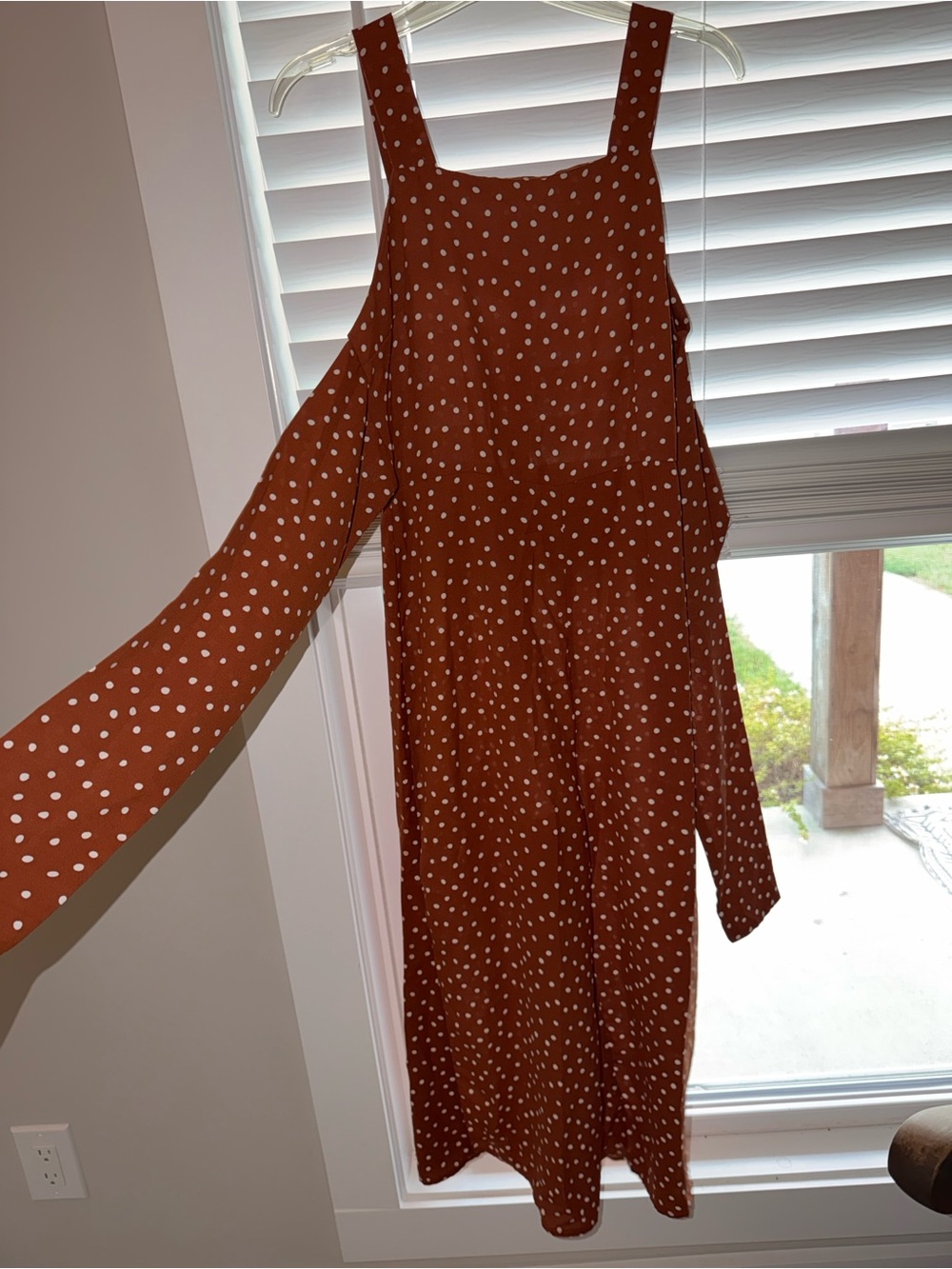 SHEIN Rust Brown Polka Dot Sleeveless Jumpsuit